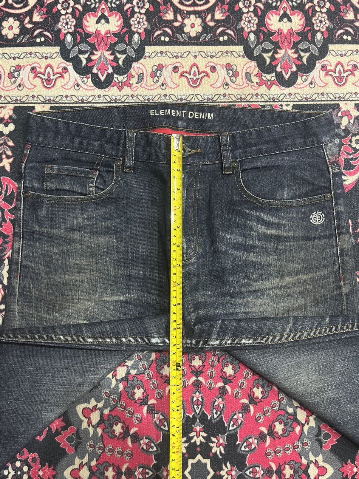 Element Vintage Element Dark Blue Washed Distress Straight Leg Jeans Size US 32 / EU 48 - 16 Thumbnail