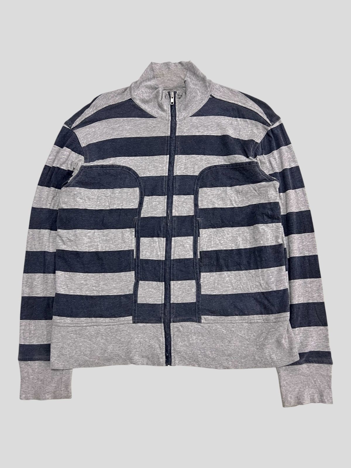 Comme des Garcons AW16 Border Striped Big Utility Pocket Zipper Mock Neck Swtr Size US M / EU 48-50 / 2 - 1 Thumbnail