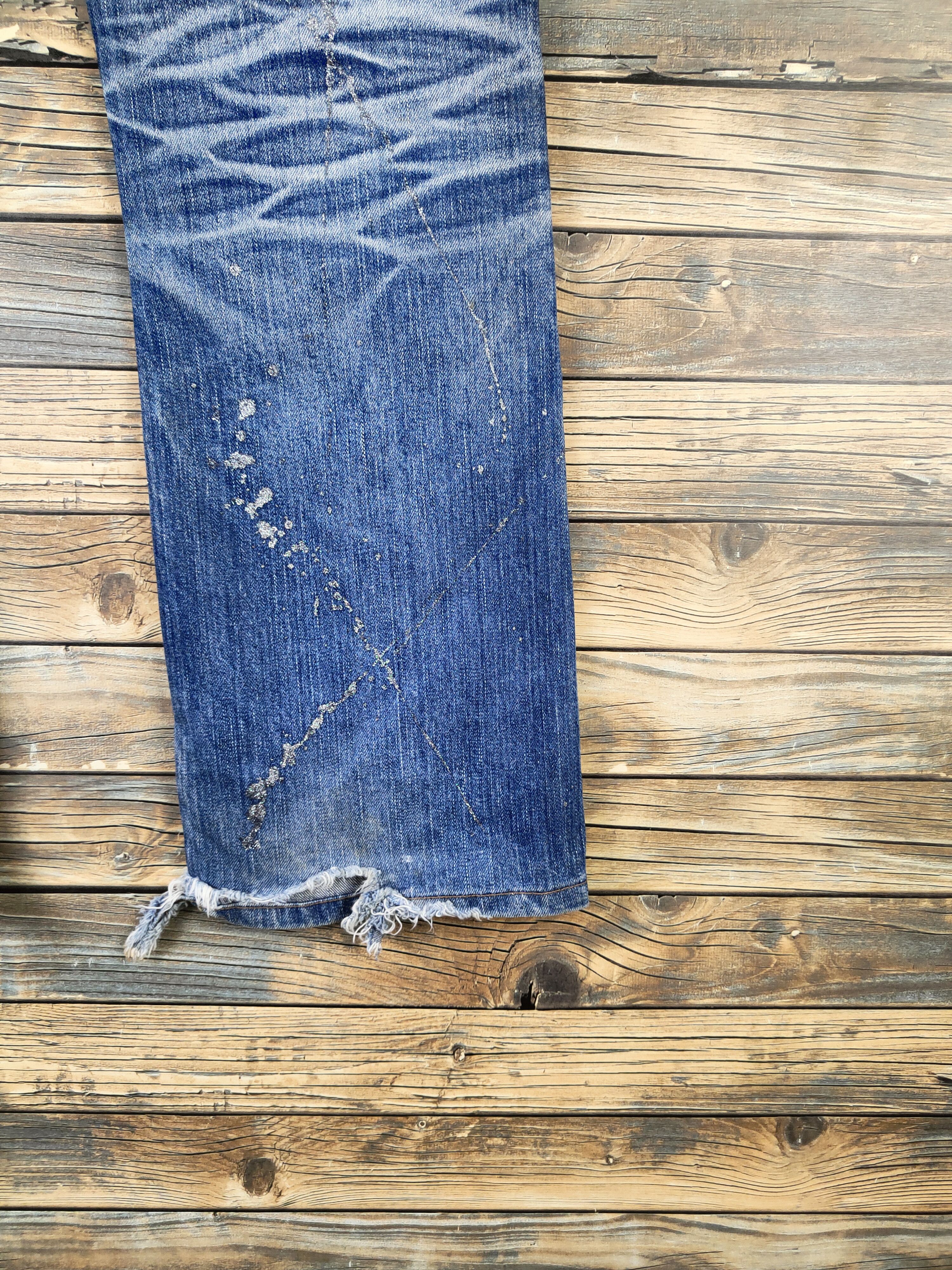 Japanese Brand DL Lagust Dark Blue Distressed Ripped Jeans #46-089 Size 34" / US 12 / IT 48 - 11 Thumbnail