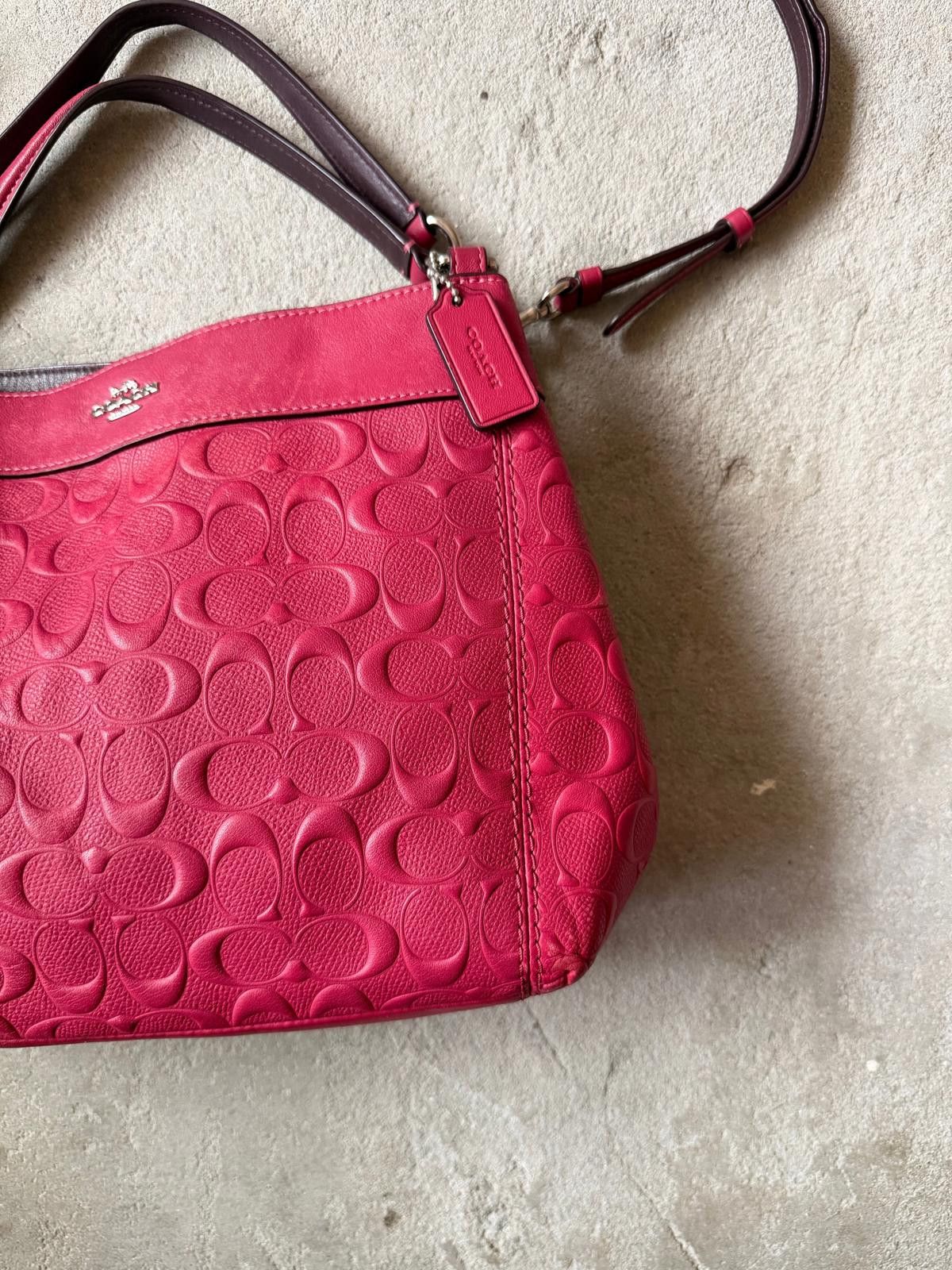 Coach Coach 2Way Signature Embossed Lexy Shoulder Bag Red Size ONE SIZE - 4 Thumbnail