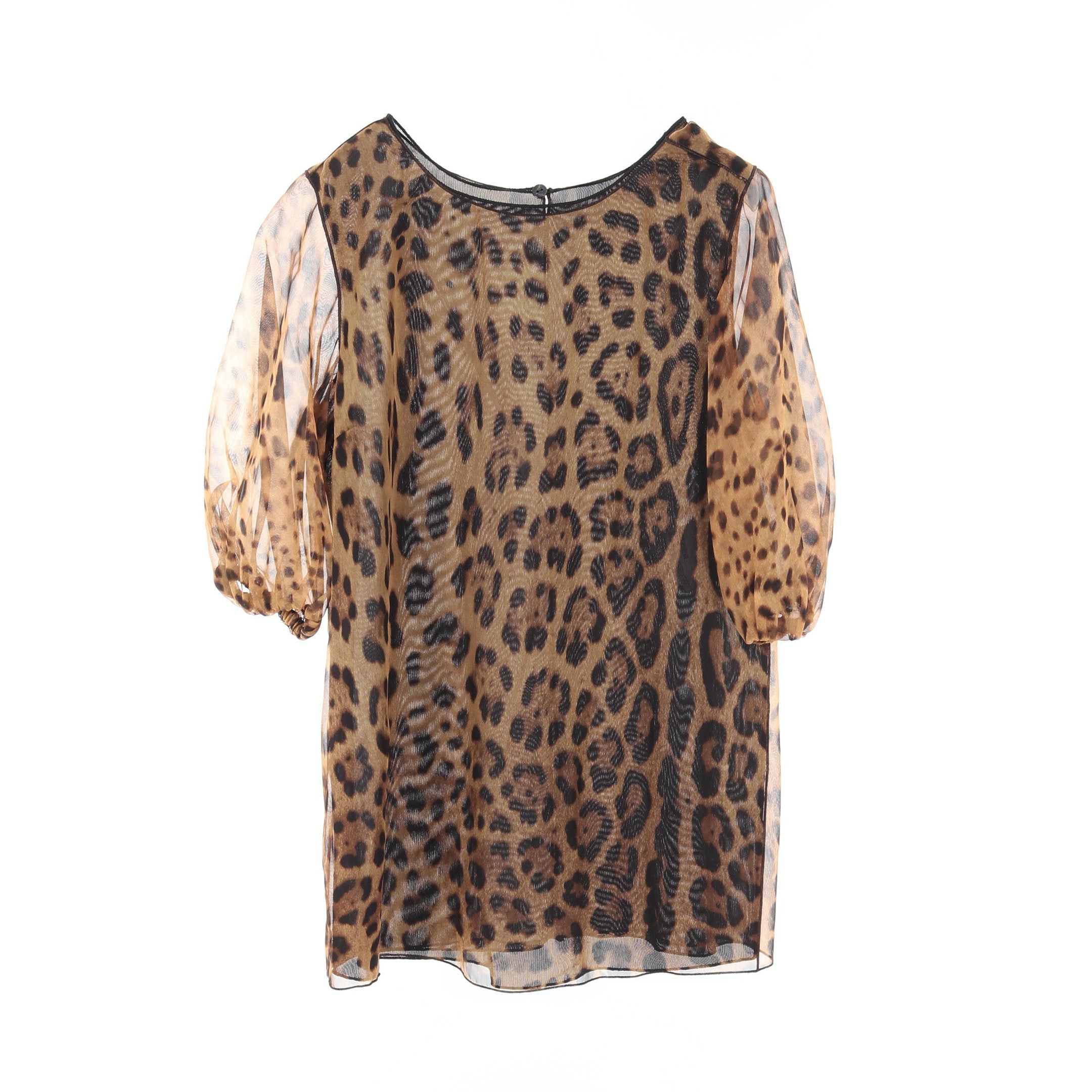 Dolce & Gabbana Dolce Gabbana Blouse Leopard Silk Brown Size ONE SIZE - 1 Thumbnail
