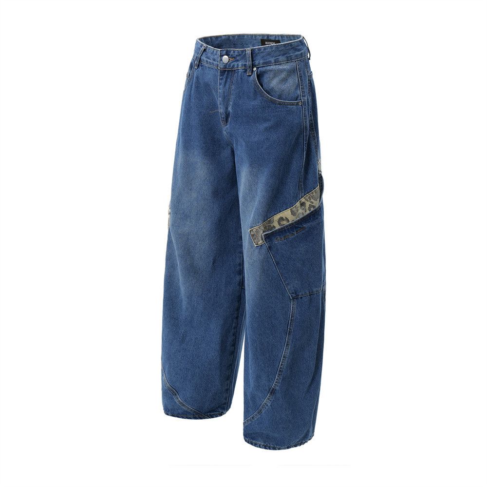 Japanese Brand × Jean Men's color matching pocket loose scimitar work jeans y2k Size US 32 / EU 48 - 2 Thumbnail