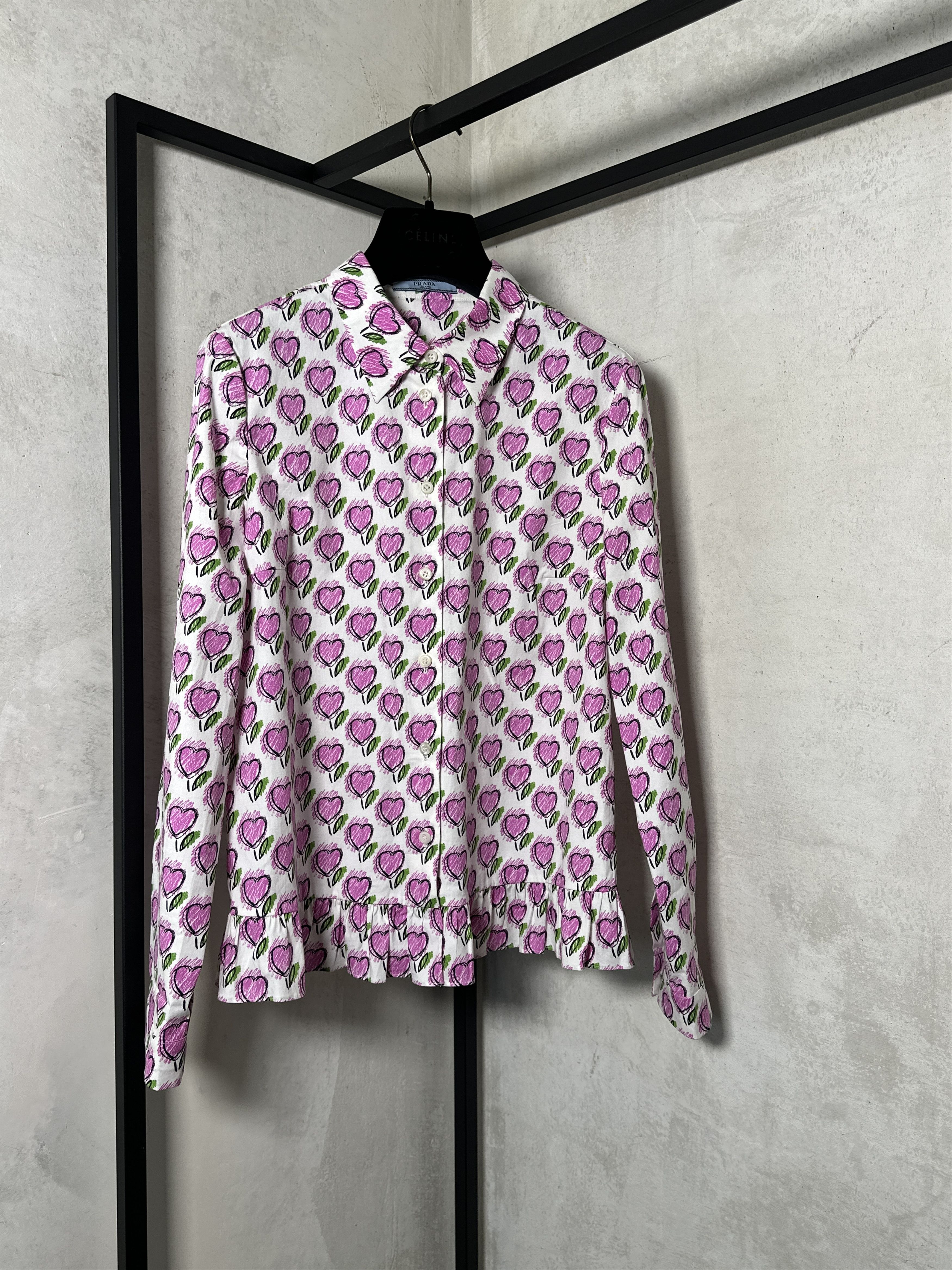 Prada Prada Heart Print Ruffle Shirt Size M / US 6-8 / IT 42-44 - 1 Thumbnail