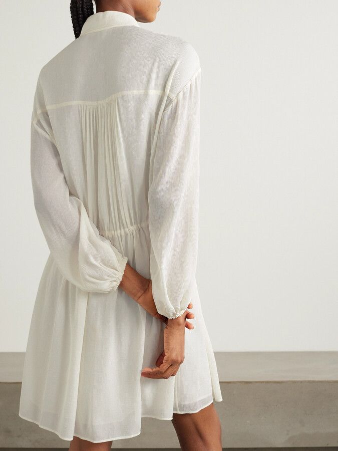 Chloe oc11z0525 Tiered Embellished Crepon Mini Shirt Dress Size S / US 4 / IT 40 - 2 Thumbnail