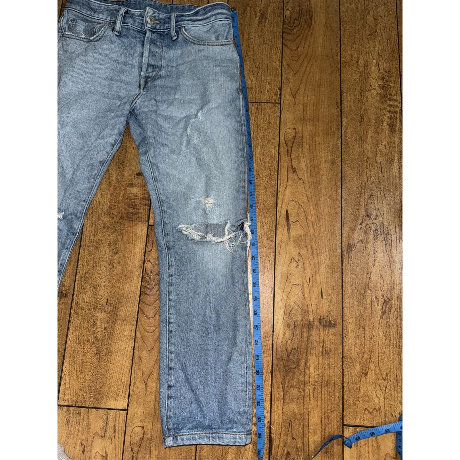 Buck Mason Buck Mason Button Fly Stone Washed Ripped Jeans 28x26 Skinny Size US 28 / EU 44 - 7 Thumbnail