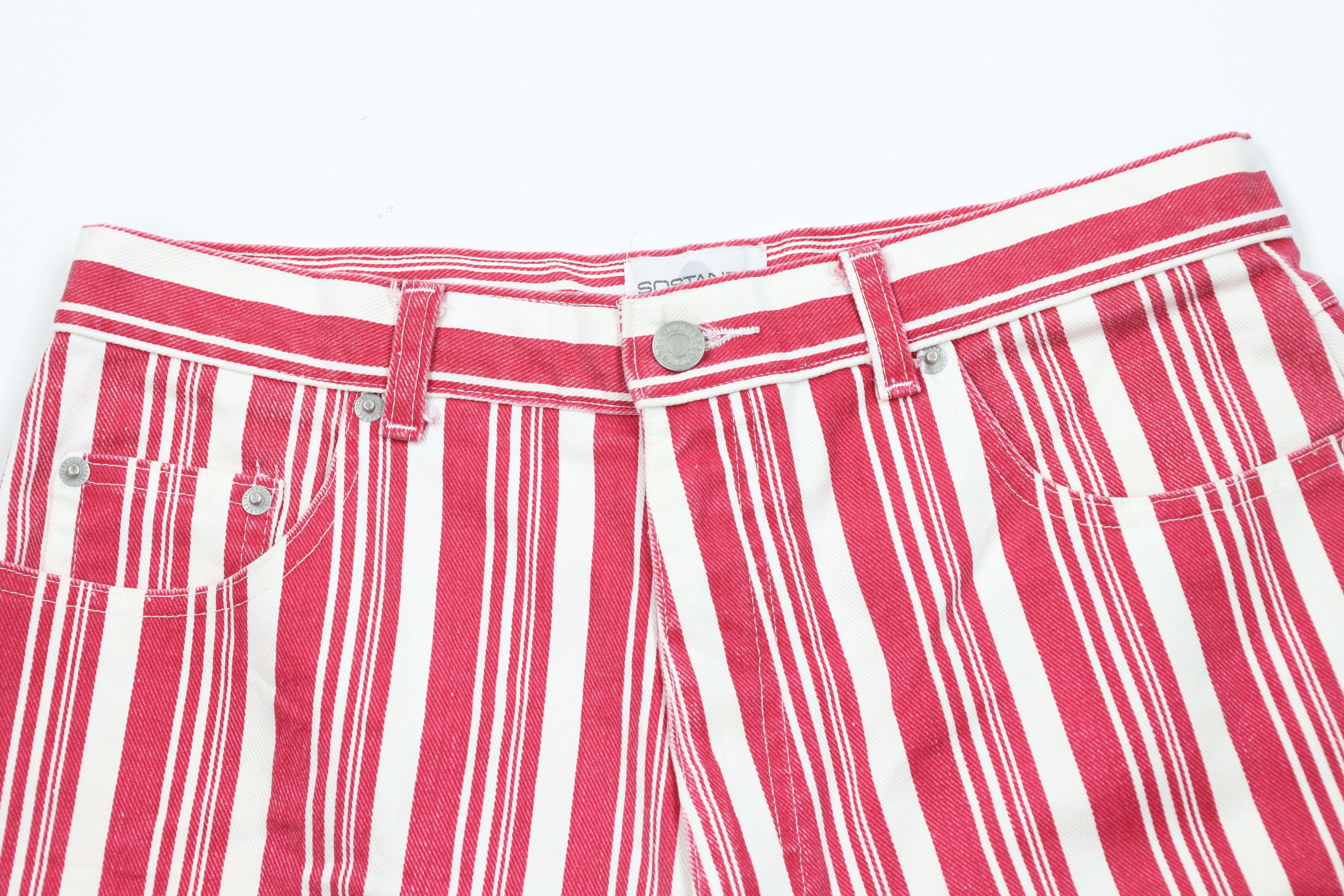 Vintage Vintage 90s Streetwear Candy Cane Striped Denim Jean Shorts Size 34" / US 12 / IT 48 - 2 Thumbnail