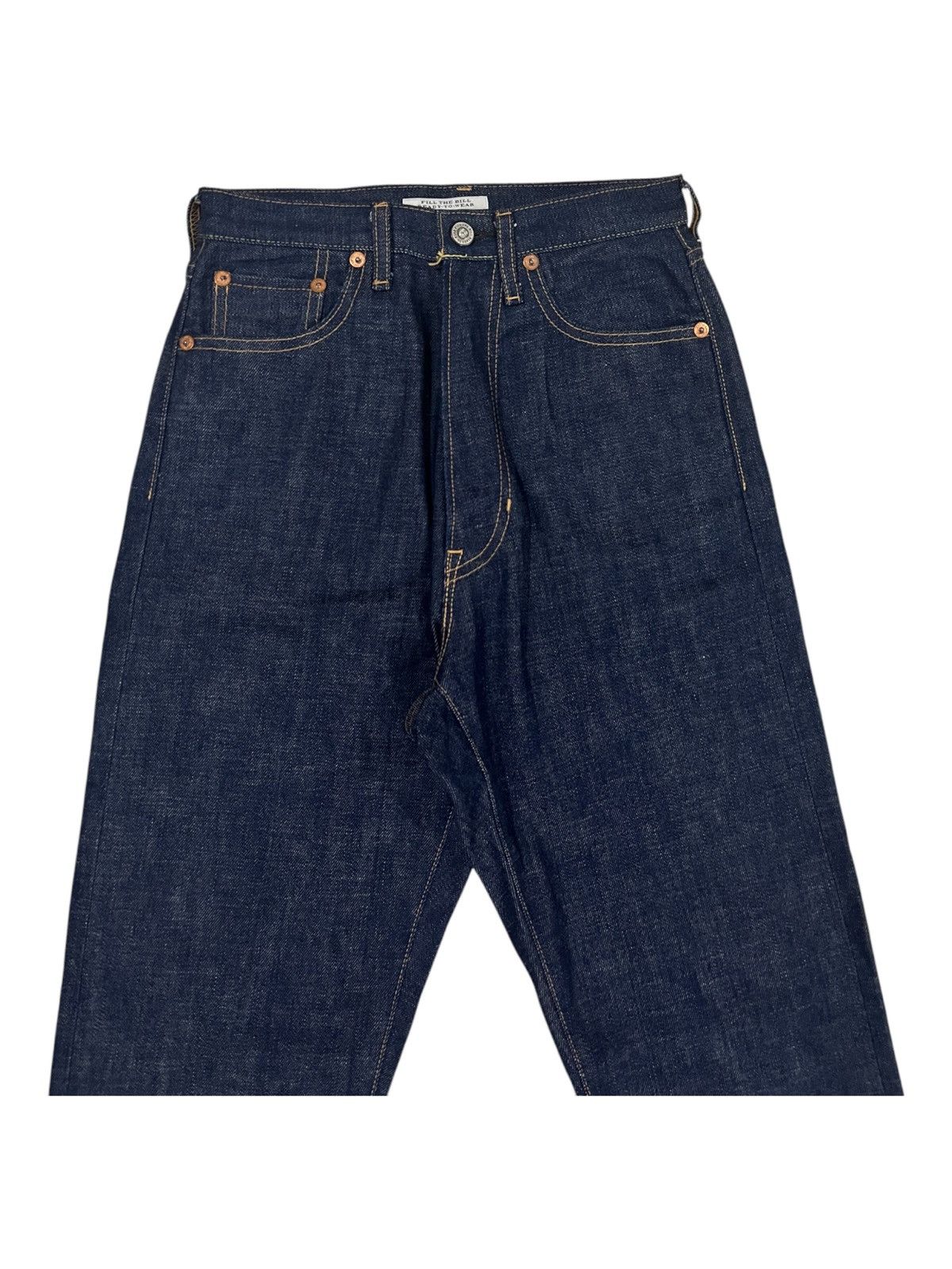Indigo × Japanese Brand × Pure Blue Japan Fill the Bill 🇯🇵 Indigo 10OZ Dark Blue Selvaged Denim Jeans Size US 27 - 4 Thumbnail