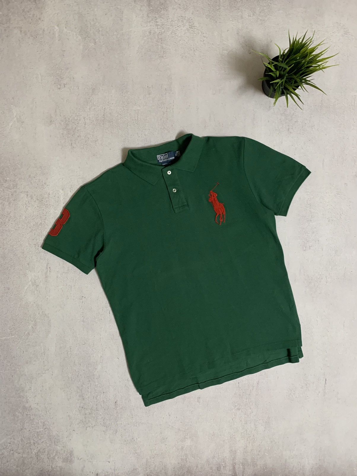 Pre-owned Polo Ralph Lauren X Vintage Polo Ralph Laurent Polo T Shirt Rugby Big Logo 3 90's In Green