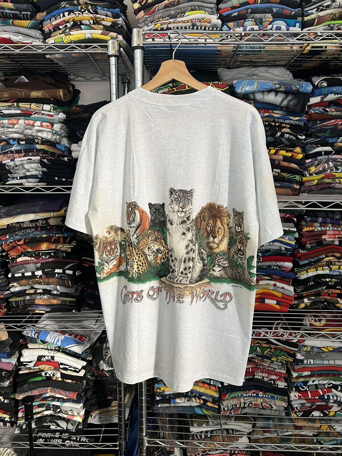 Habitat 1992 Cats of the World Animal Nature Single Stitch Tee Size US L / EU 52-54 / 3 - 2 Thumbnail