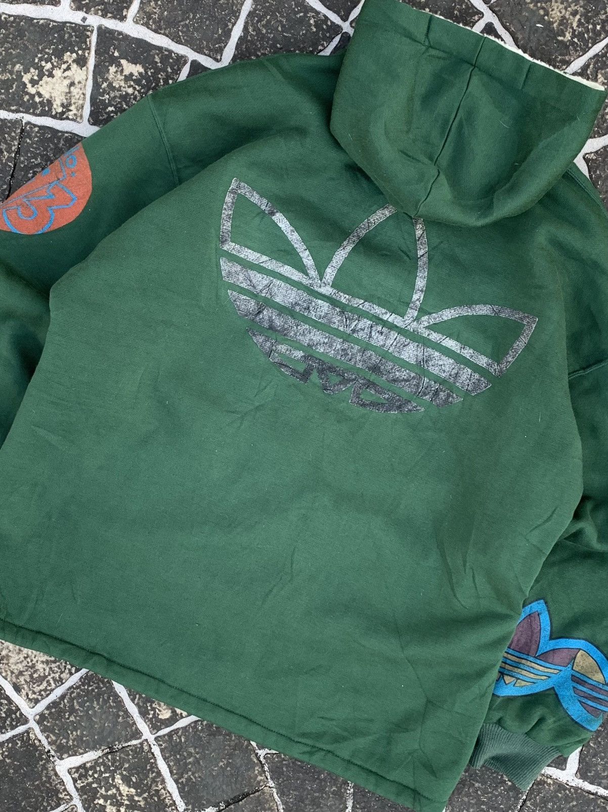 Adidas Vintage 90s Adidas Trefoil Fleece Lined Hoodie Jacket Size US L / EU 52-54 / 3 - 4 Thumbnail