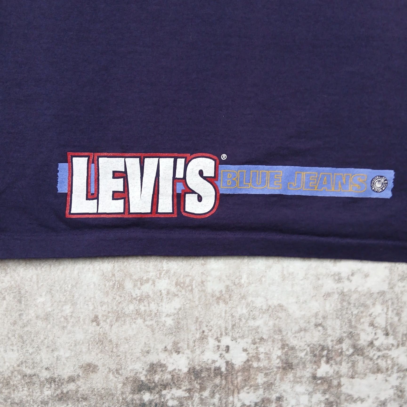 Levi's VINTAGE Levi's Shirt Mens Large Purple 90s Single Stitch T-Shirt USA 1990s Cotton Knit Short Sleeve Crew Neck Logo All Seasons Mens Size US L / EU 52-54 / 3 - 7 Thumbnail