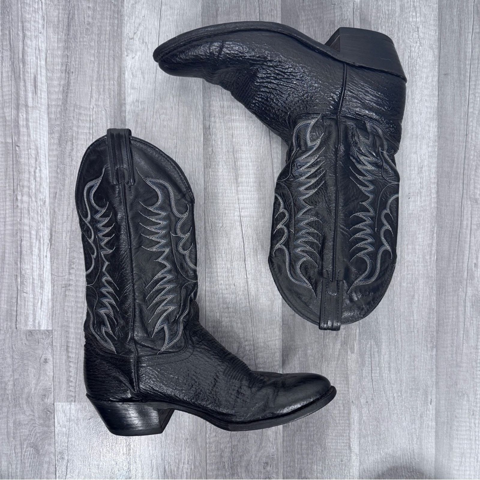 Vintage Vintage Abilene Bullhide Black Leather Cowboy Boots Men’s 11 Size US 11 / IT 41 - 2 Thumbnail