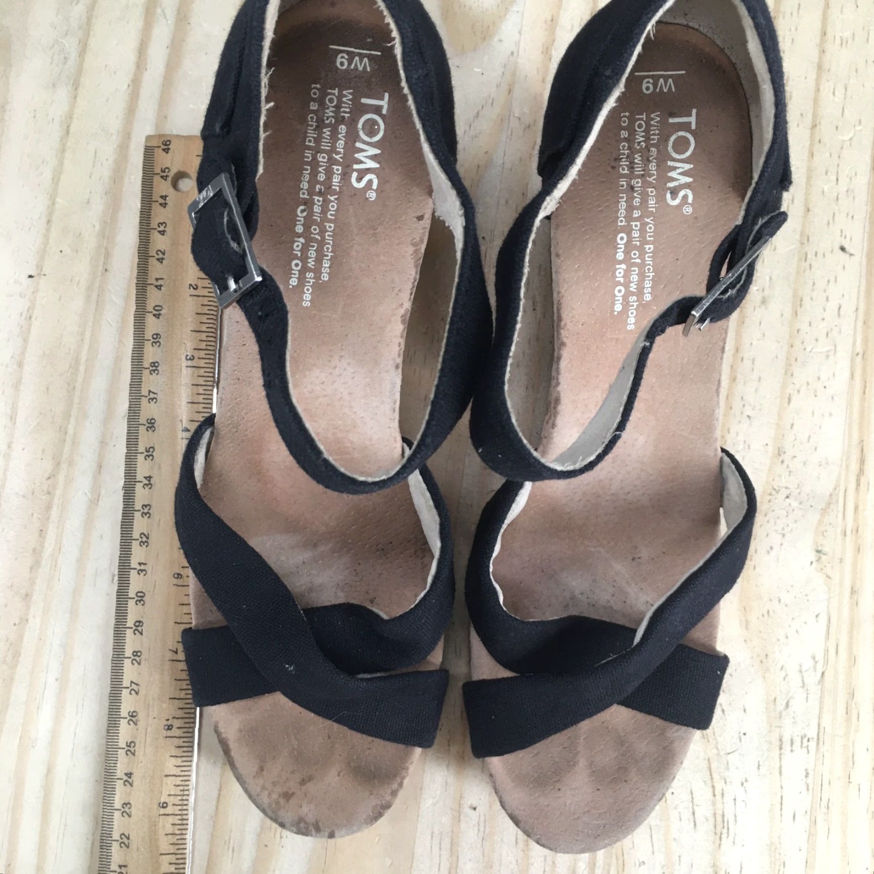 Toms TOMS Sandals Womens 9 Clarissa Ankle Strappy Black Wedge Cork Buckle Casual Size US 9 / IT 39 - 6 Thumbnail
