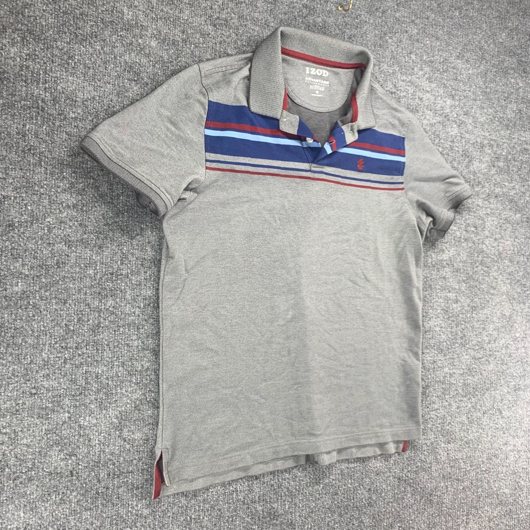Izod IZOD Polo Shirt Mens Medium Gray Striped Performance Advantage Stretch Golf Size US M / EU 48-50 / 2 - 2 Thumbnail