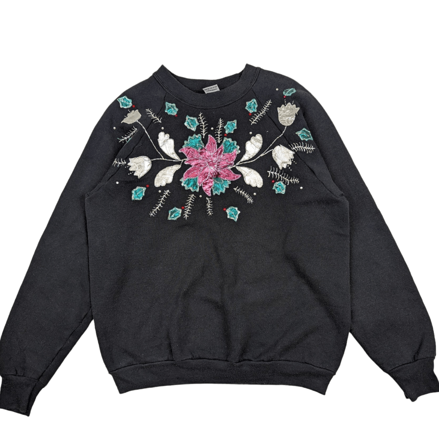 Fruit Of The Loom Vintage 90's FOTL Flower Art Embroidery Custom Sweatshirt Size US L / EU 52-54 / 3 - 3 Thumbnail