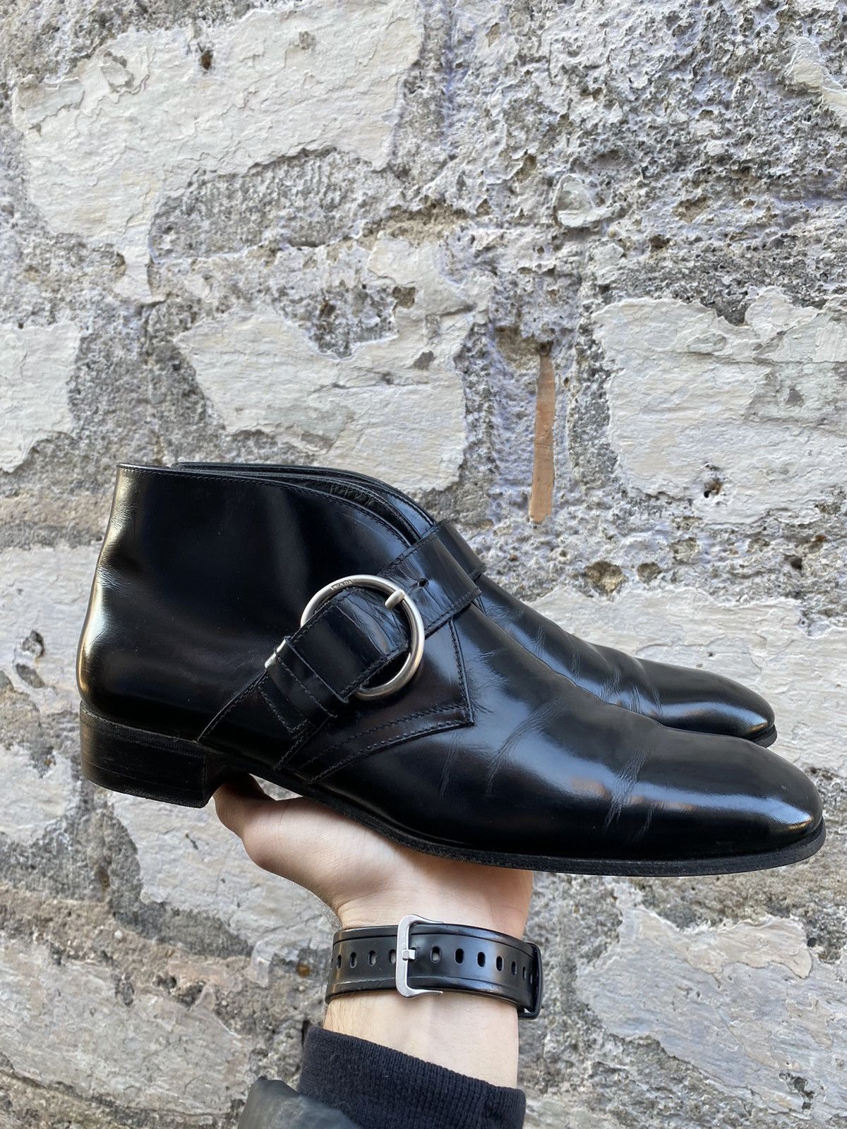 Prada × Vintage Prada leather Strap Half boots size uk7.5 Size US 7.5 / EU 40-41 - 1 Thumbnail