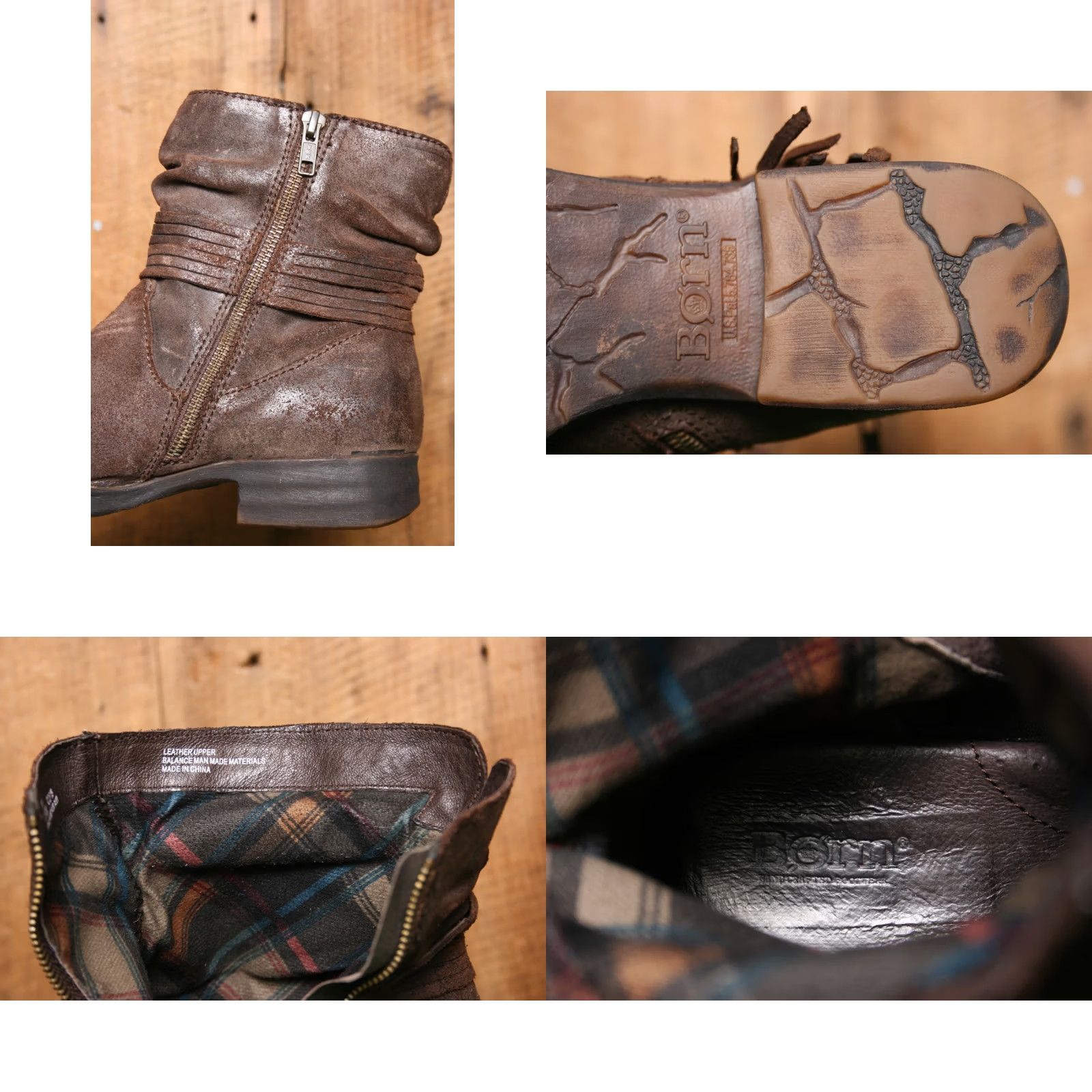 Born BORN Cross Distressed Brown Suede Leather Slouchy Ankle Boots Sz. 8M Size US 8 / IT 38 - 8 Thumbnail
