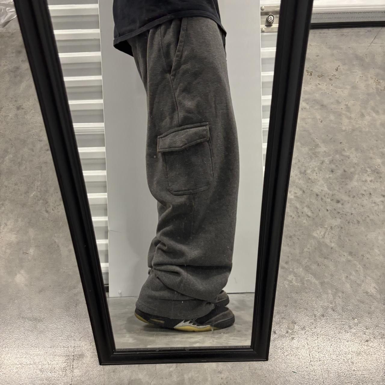 Japanese Brand × Vintage Crazy Vintage Y2K/2000s Baggy Dark Grey Streetwear Skater Cargo Sweatpants! Size US 34 / EU 50 - 1 Thumbnail