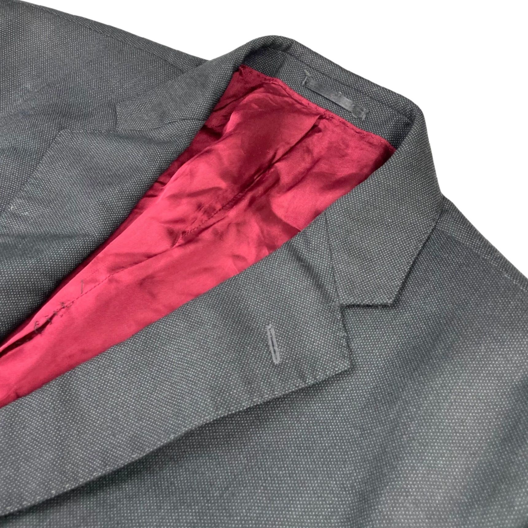 Charles Tyrwhitt Charles Tyrwhitt Blazer Jacket Gray Birdseye 2-Button 100% Wool 48L Mens Tailored Long Belted Notch Lapel Vintage No Size 48R - 2 Thumbnail
