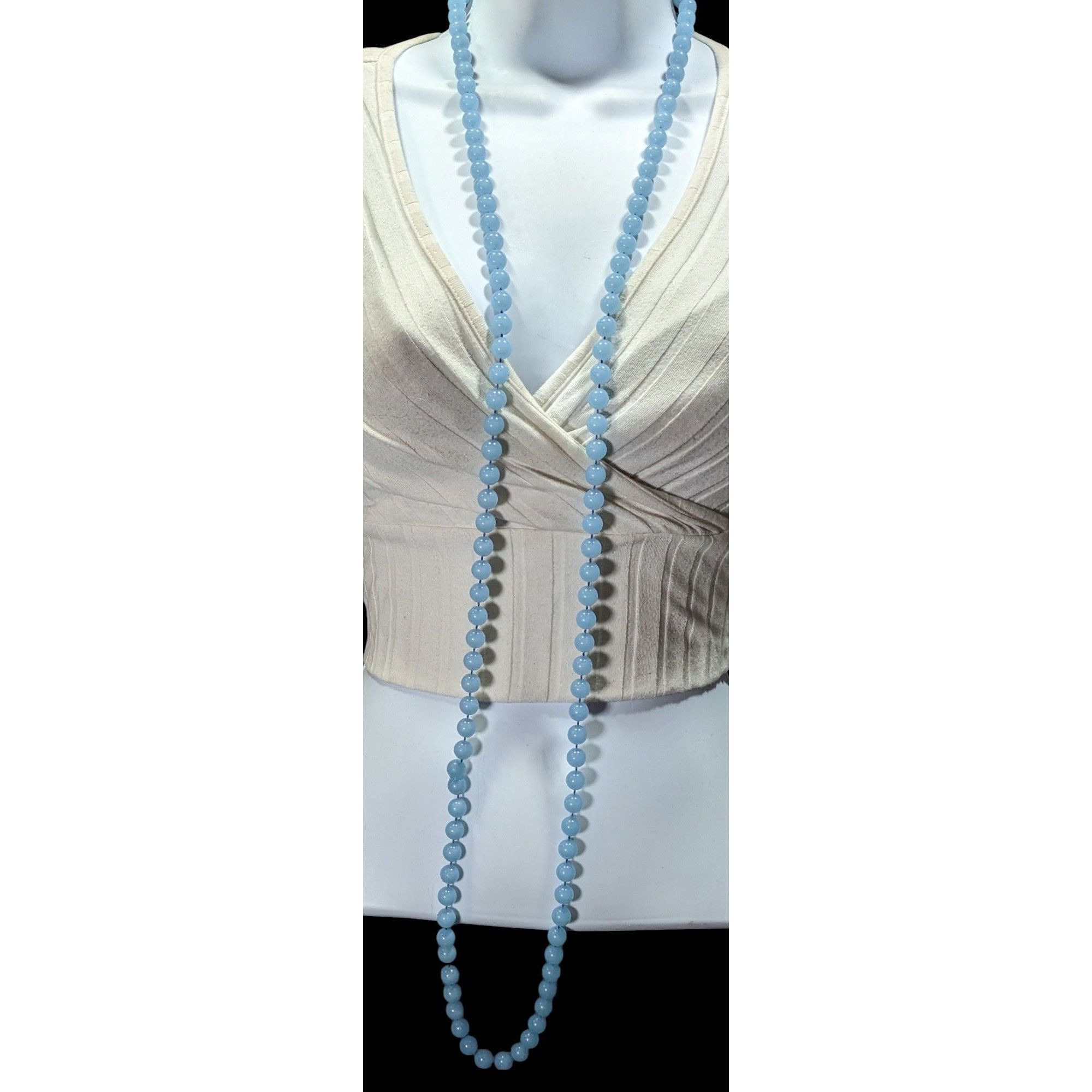 Other Casual Light Blue Extra Long Plastic Beaded Necklace Size ONE SIZE - 2 Thumbnail