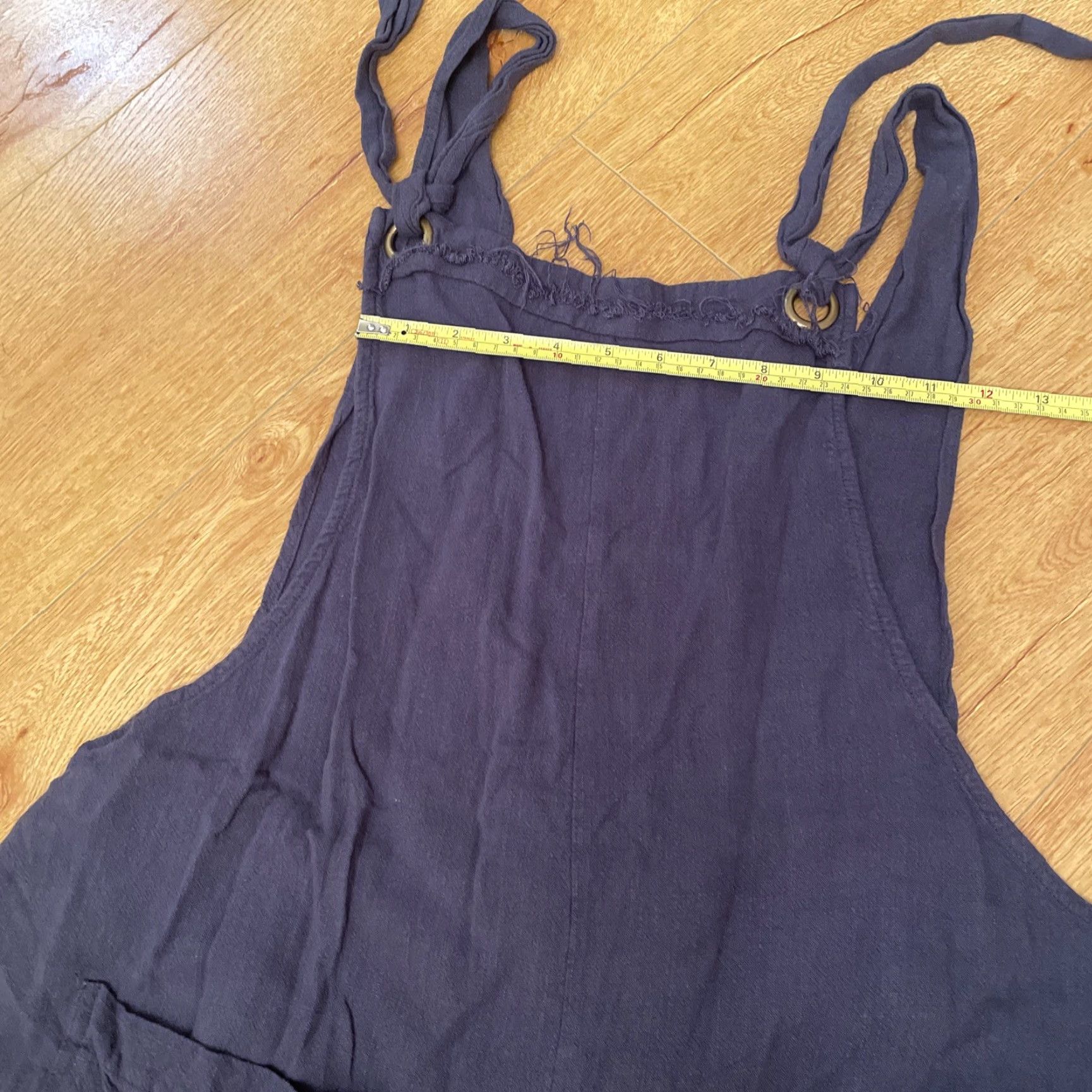 Vintage Natural Life Carly Overall Shorts Large Tie Front Navy Linen Blend Boho Casual Women Large Tie Front Shorts Size 36" / US 14 / IT 50 - 5 Thumbnail