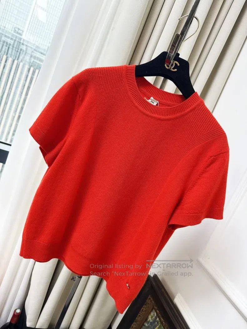 Hermes Hermes Red cashmere knitted short-sleeved top Size M / US 6-8 / IT 42-44 - 1 Thumbnail