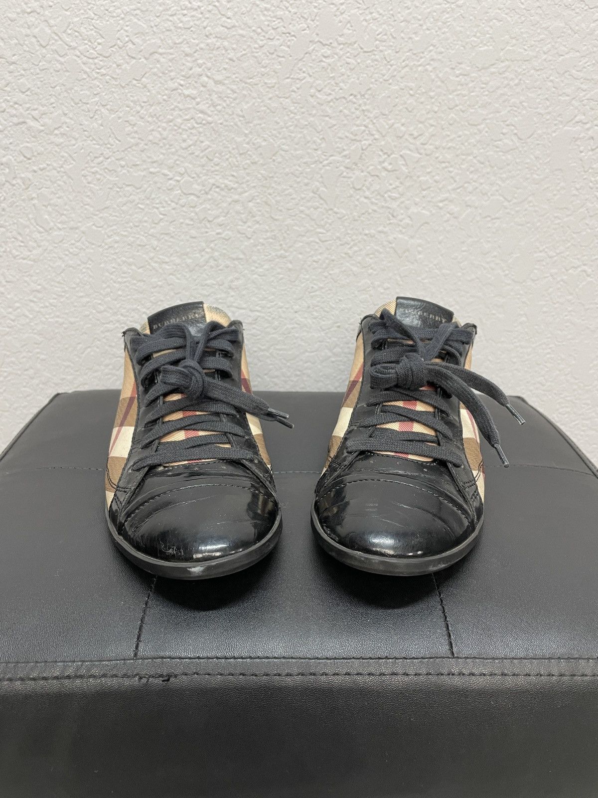 Burberry × Vintage Vintage Y2K Burberry Nova check Leather Sneakers Shoes Size US 8 / IT 38 - 5 Thumbnail