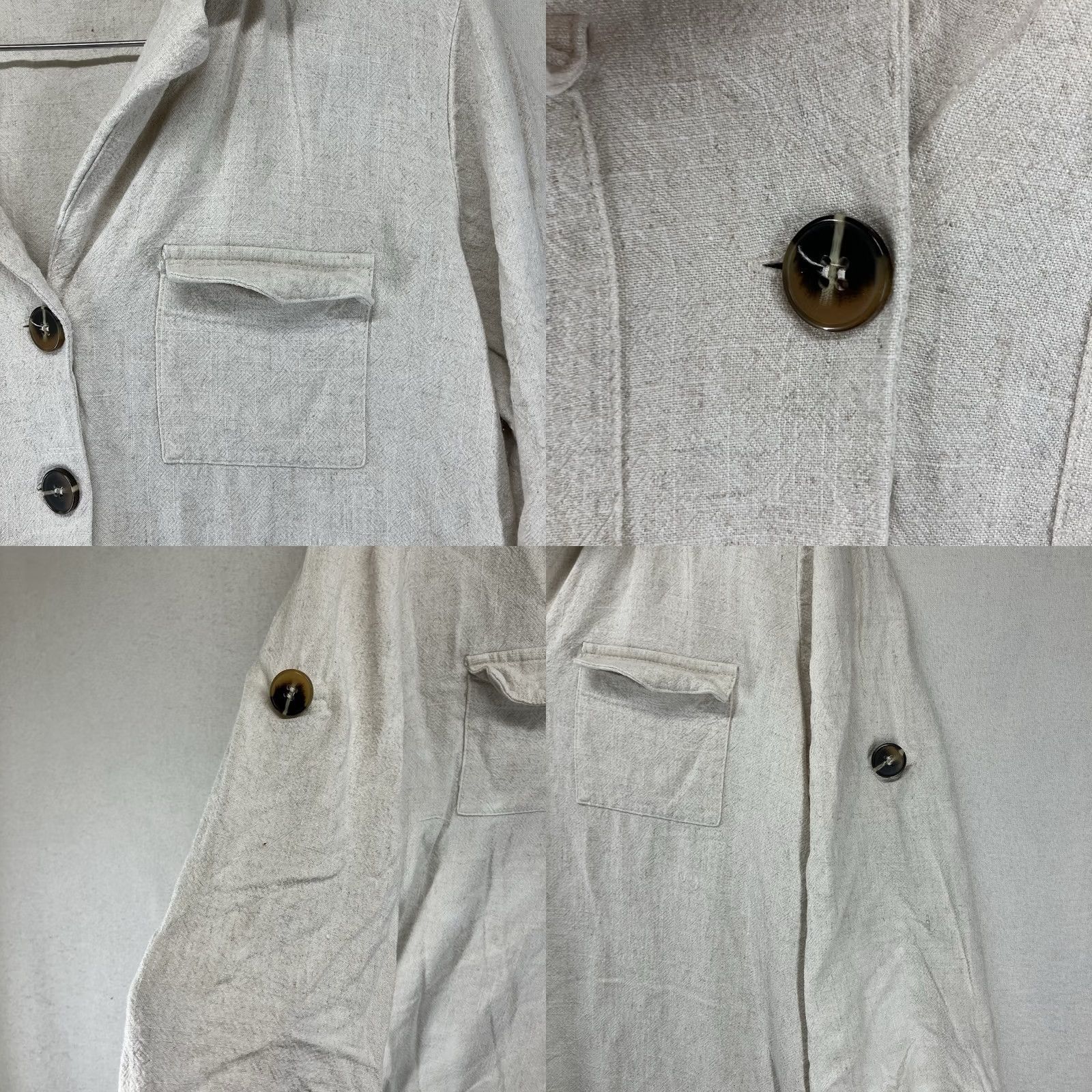 Vintage VINTAGE Retro 90s Linen Blend XL Tunic Top Beige Button Front Tie Back Long Lagenlook Size XL / US 12-14 / IT 48-50 - 8 Thumbnail