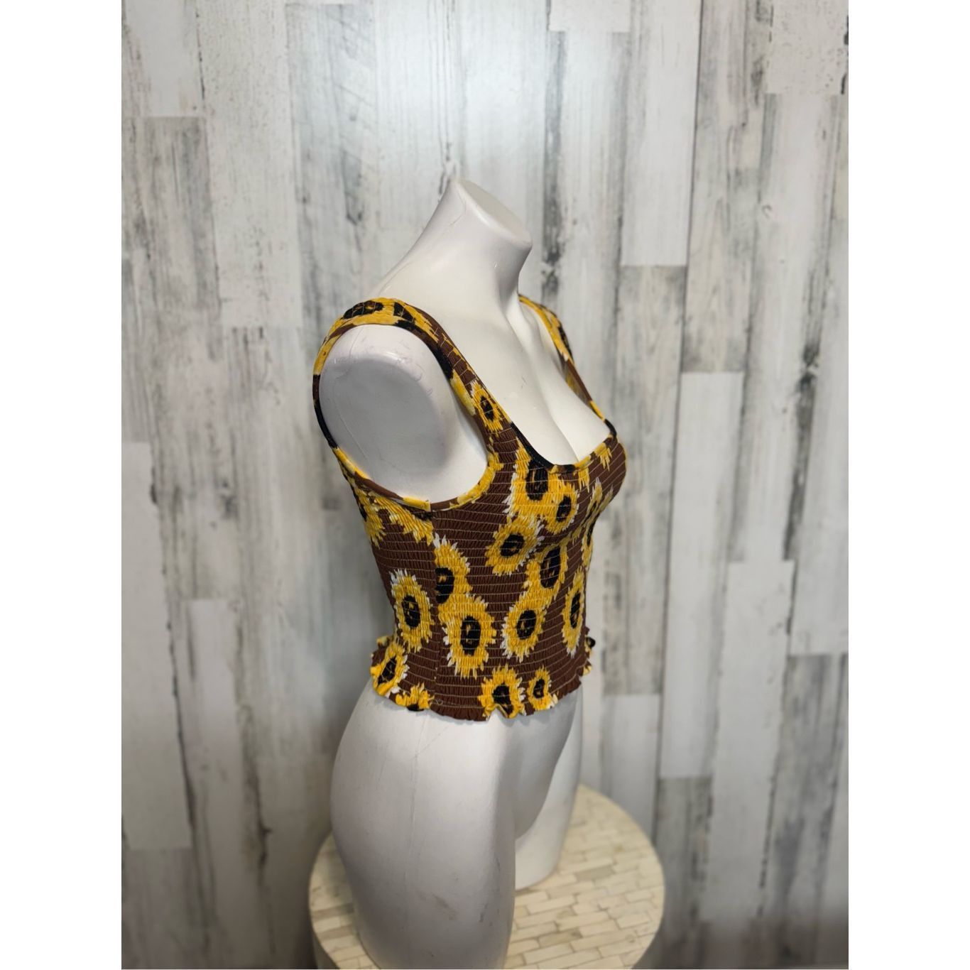 Other Sunflower Smocked Tank Top Brown Yellow No Comment NYLA Size Size M / US 6-8 / IT 42-44 - 7 Thumbnail