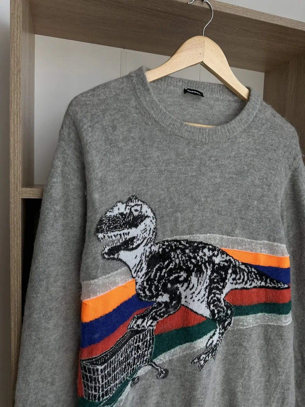 Diesel Vintage Diesel T-Rex Grey Wool Sweater Size US M / EU 48-50 / 2 - 4 Thumbnail