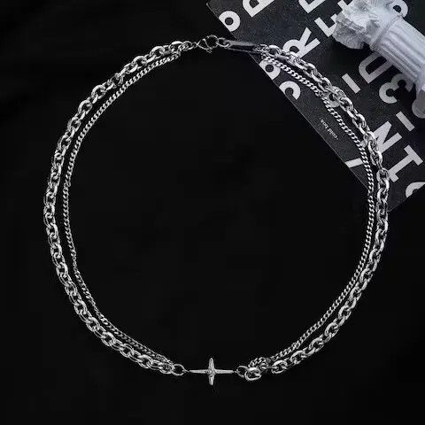 Other Punk Double Layer Cross Chain Necklace Size ONE SIZE - 1 Thumbnail