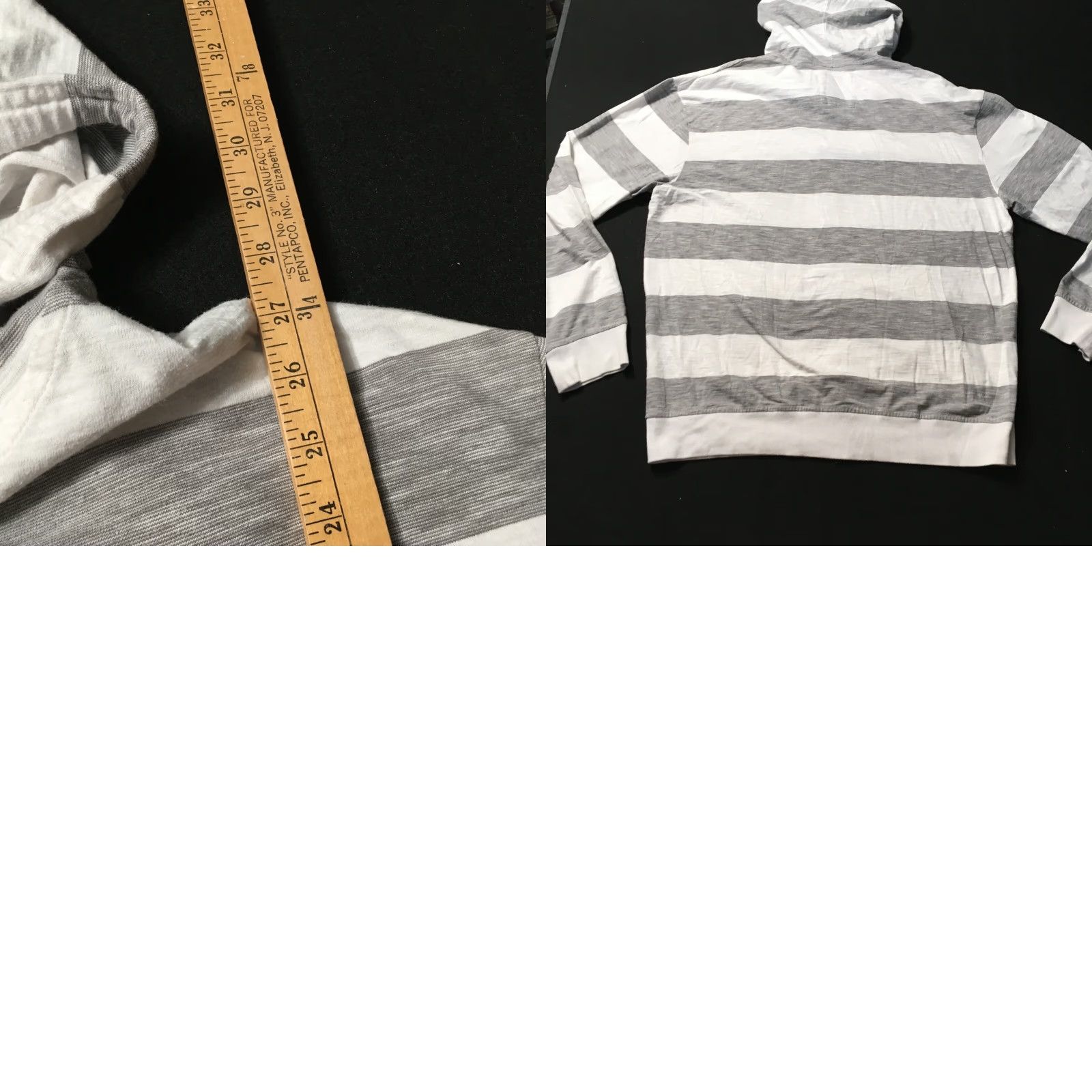 Vintage VINTAGE PJ MARK Hoodie 3XL Full Zip Hooded Gray White Striped Long Sleeve Men Shirt? Size US XXL / EU 58 / 5 - 8 Thumbnail