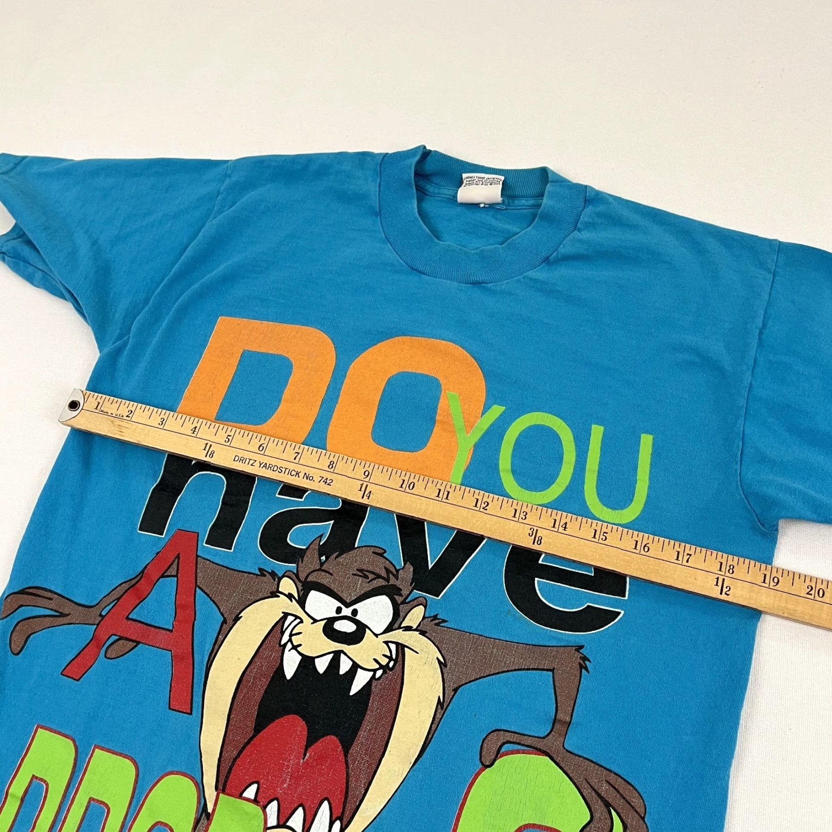 Vintage VTG Tasmanian Devil Shirt Unisex Adults S Blue Do You Have A Problem Looney Tunes Graphic Print Vintage 90s Men Women Shirt Size US S / EU 44-46 / 1 - 6 Thumbnail