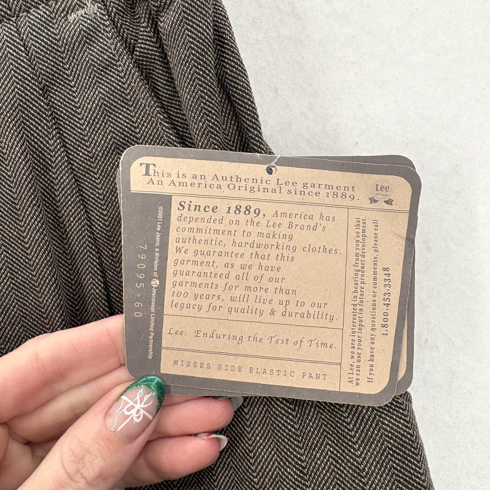 Lee Lee Pants Womens 10 Short Brown Herringbone Side Elastic Wrinkle Free Tapered Size 32" / US 10 / IT 46 - 4 Thumbnail