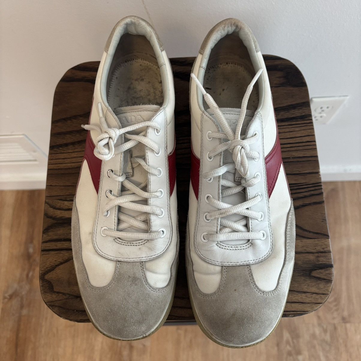 Prada Prada Vintage Red White Sneakers Size 10.5 Size US 10.5 / EU 43-44 - 4 Thumbnail