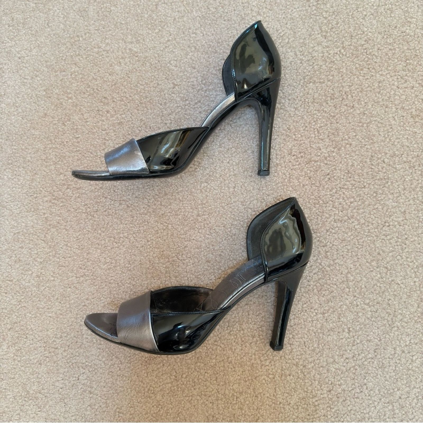 Gucci Gucci Gunmetal Silver Gray Leather D'Orsay Peeptoe Heels 8.5 Size US 8.5 / IT 38.5 - 4 Thumbnail