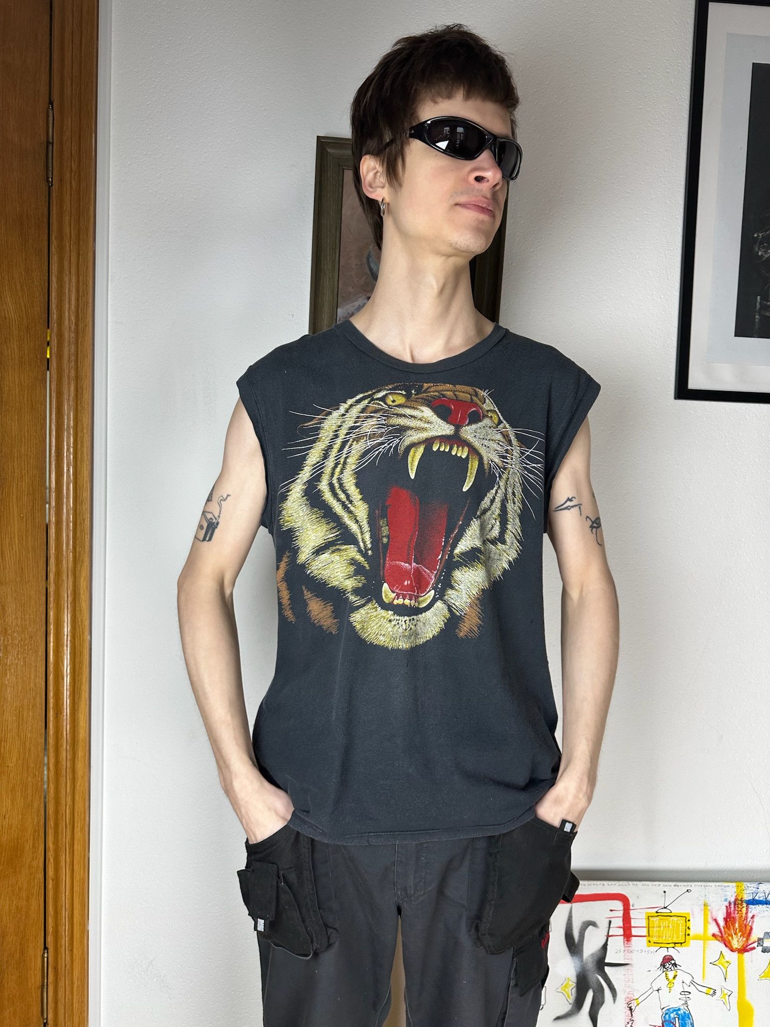Vintage Vintage Tiger Graphic Big Print Tee T-shirt 90s west Size US M / EU 48-50 / 2 - 3 Thumbnail
