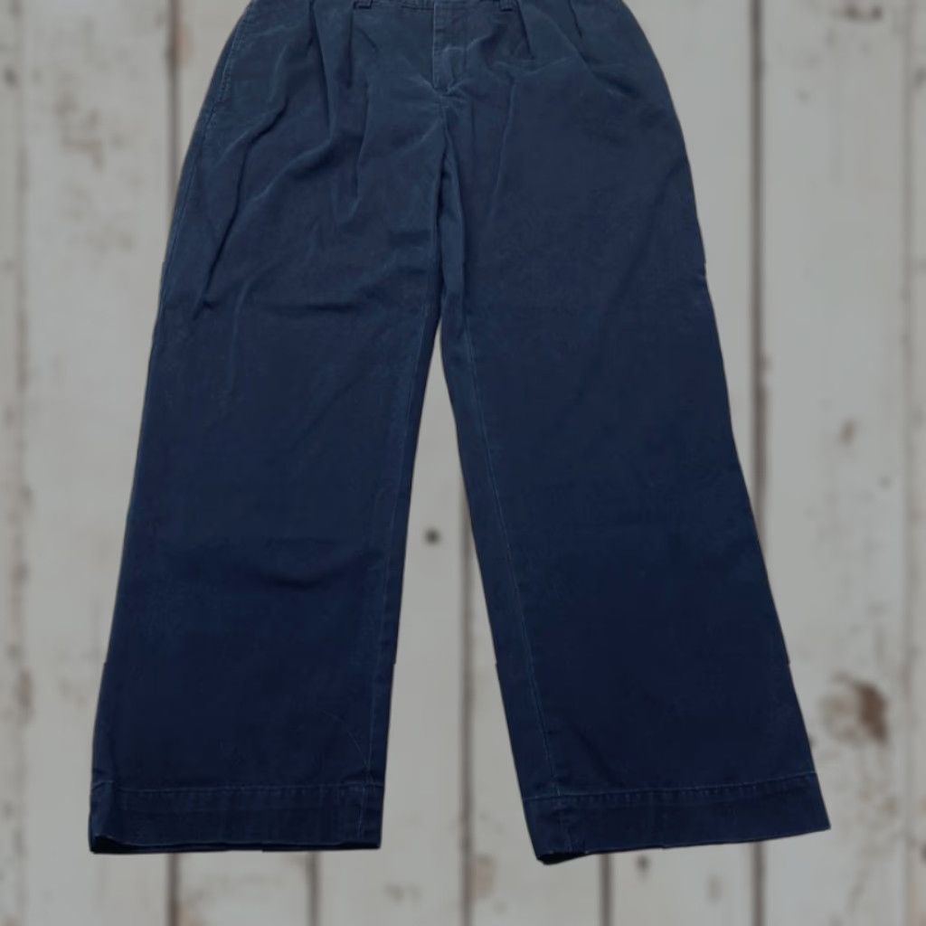 Polo Ralph Lauren Ethan Pant Men's 33x30 Navy Cotton Pleated Preppy Classic 8381