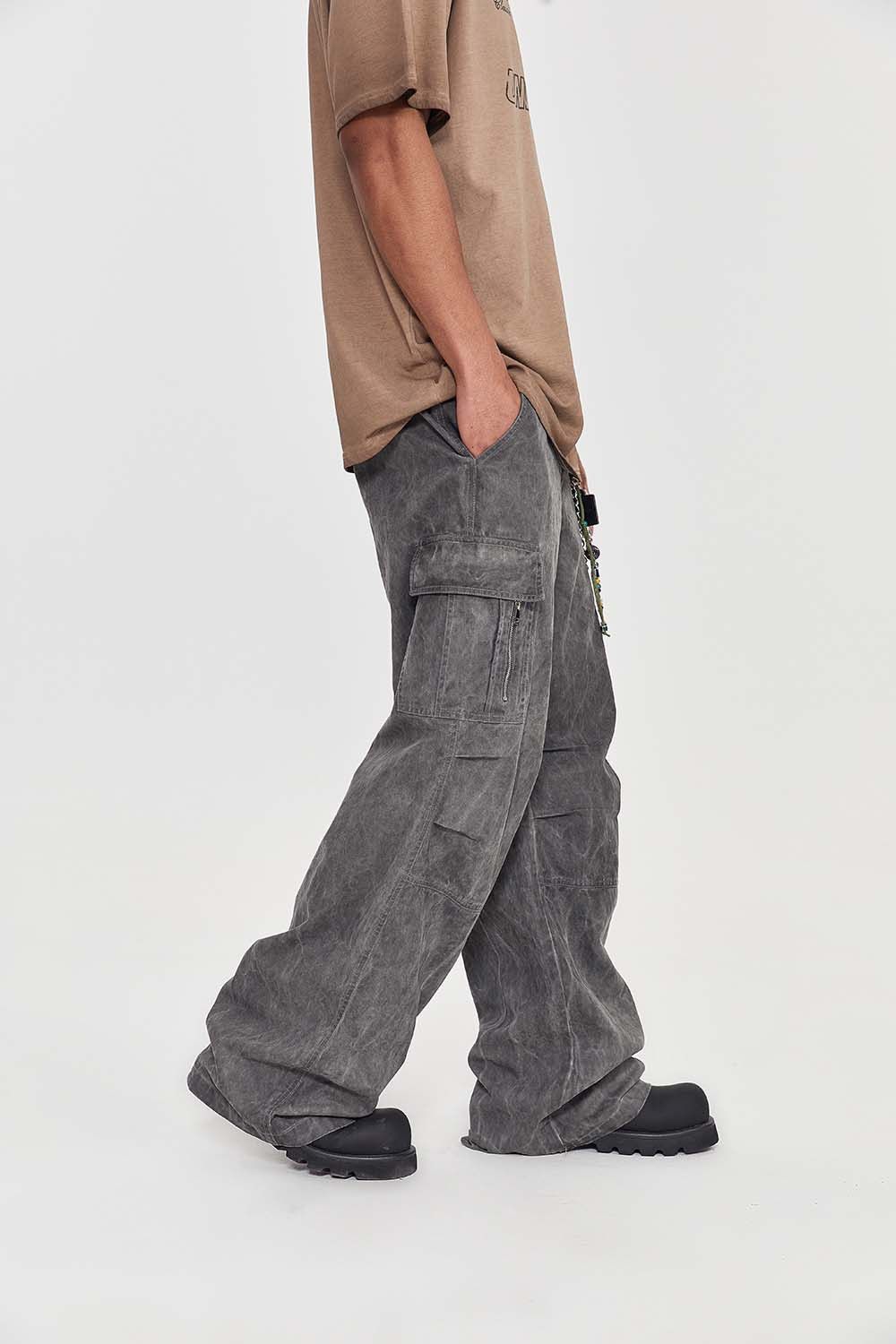 Japanese Brand × Jean × Vintage Wash Distressed Cargo Pants Loose Size US 30 / EU 46 - 3 Thumbnail