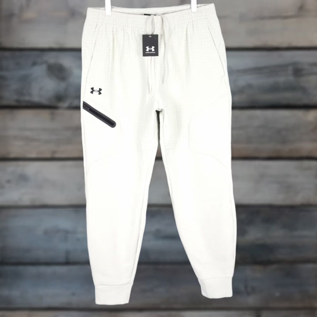 Under Armour Under Armour Men's Unstoppable Fleece Grid Pants Jogger Large White Size US 33 - 1 Thumbnail