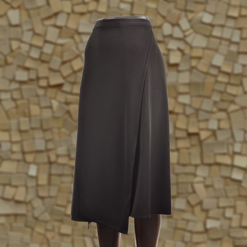 Helmut Lang Helmut Lang Skirt Women S Black Midi A-Line Asymmetric Crepe Staggered Seam H07HW301 Size 28" / US 6 / IT 42 - 1 Thumbnail