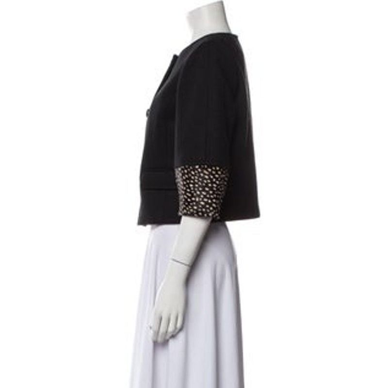 Tory Burch Tory Burch Peggy Calf Half Trimmed Wool Blend Jacket Black Size XL / US 12-14 / IT 48-50 - 11 Thumbnail