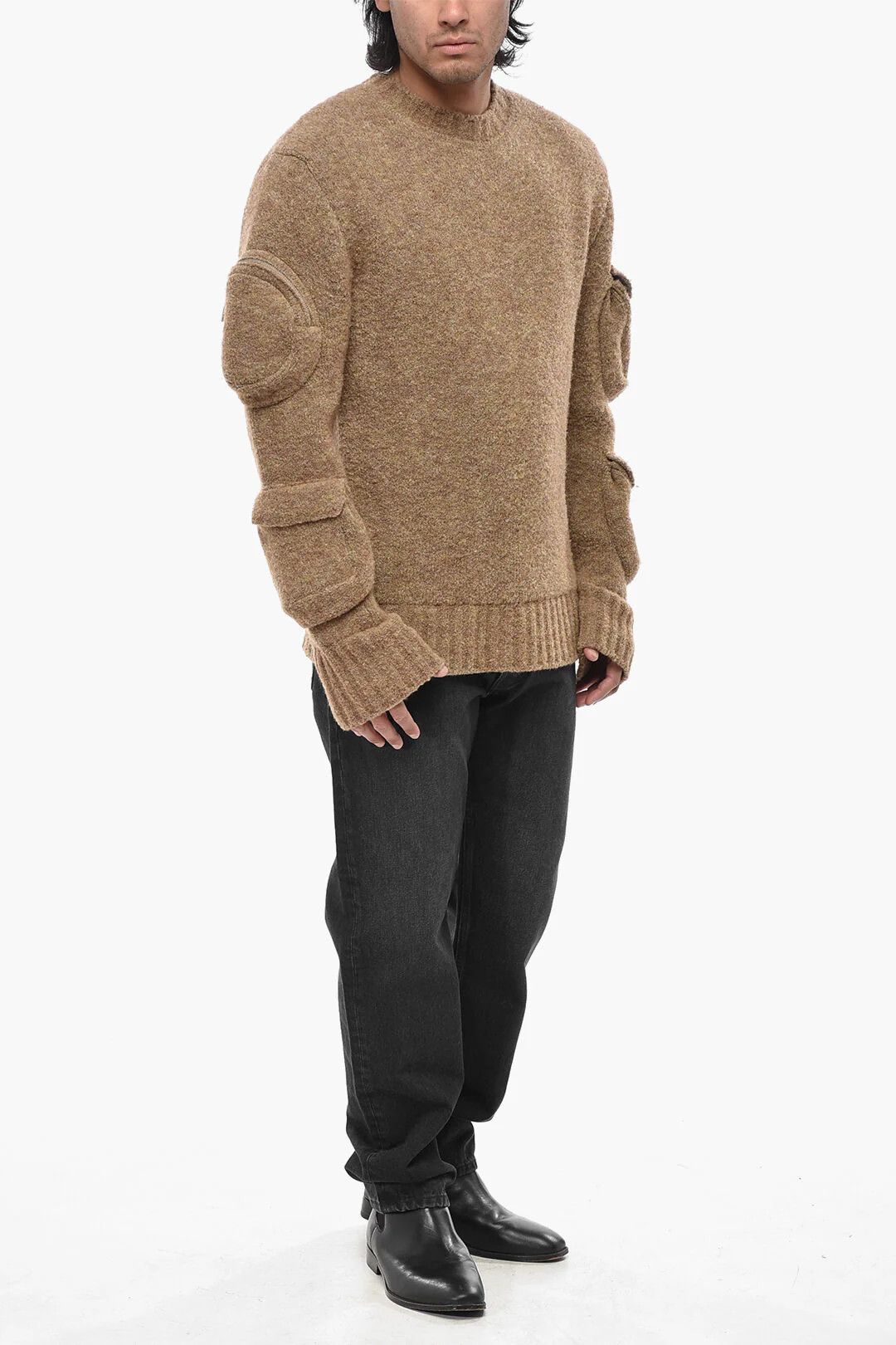 Off-White og1mm0526 Wool-Blend Bouclé Sweater in Beige Size US L / EU 52-54 / 3 - 4 Thumbnail