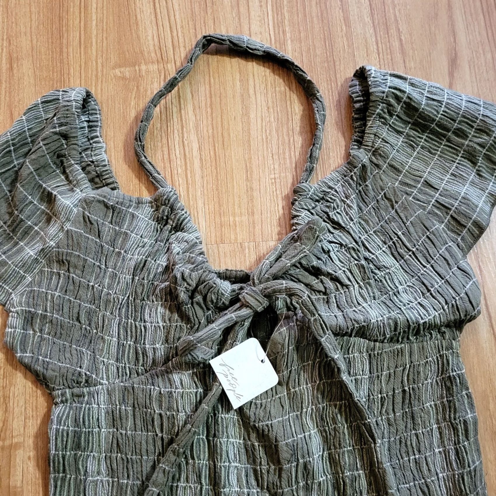 Free People Free People Dress Womens Medium Army Green Smocked Fitted Mini Halter Party Size M / US 6-8 / IT 42-44 - 3 Thumbnail