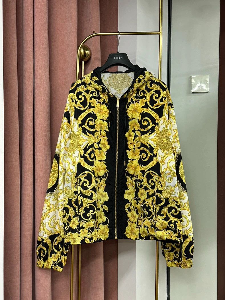 Versace Gold colour-change print Medusa floral zip hooded