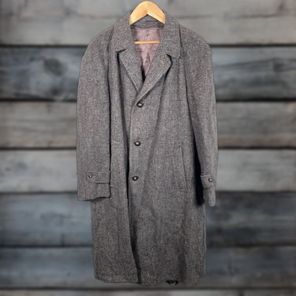 Harris Tweed VINTAGE Harris Tweed Overcoat Men 44 Gray Wool Coat 50s Gentry Penneys VTG Size US S / EU 44-46 / 1 - 1 Thumbnail