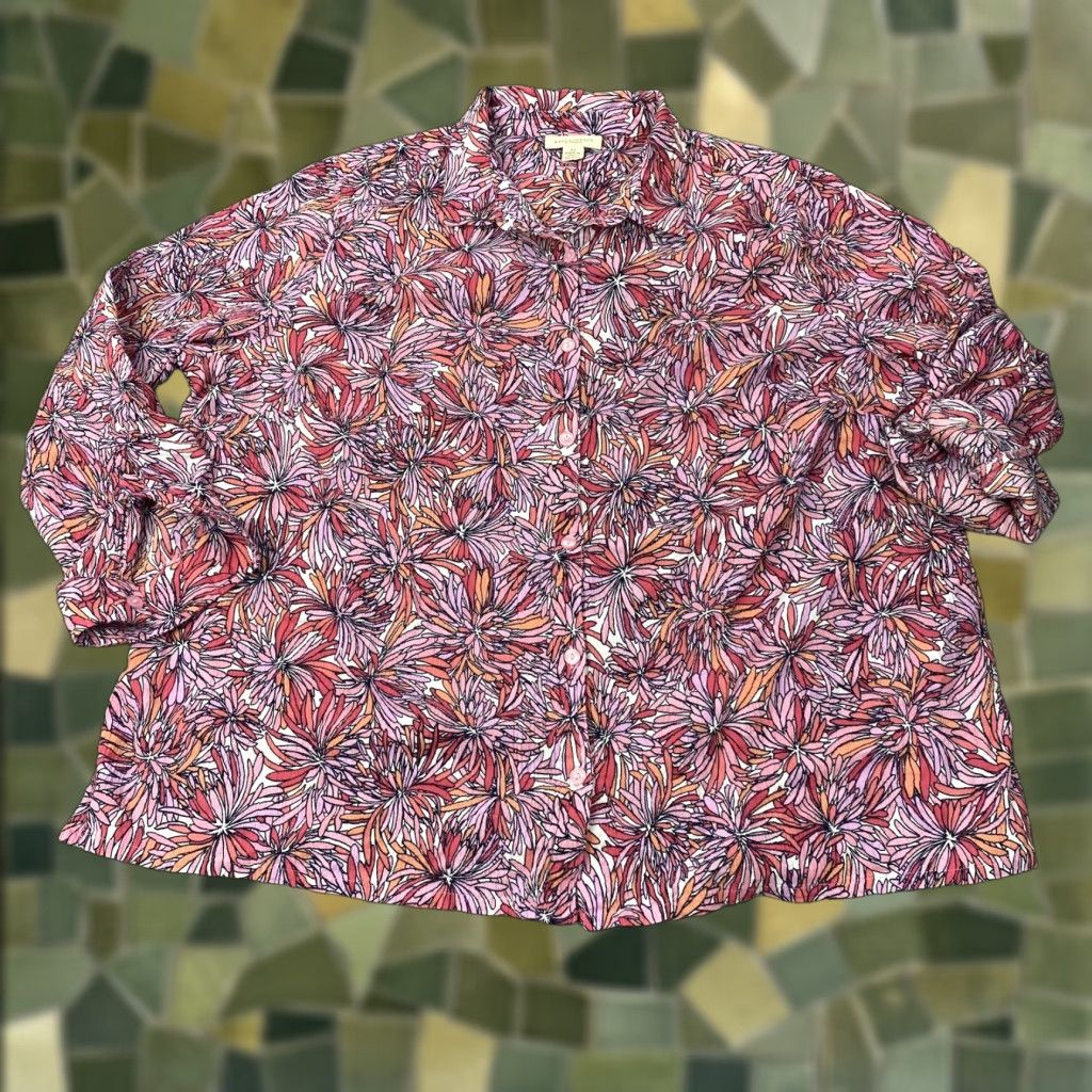 Vintage VINTAGE Appleseed's Shirt Womens 2X Pink Floral Button-Up 3/4 Sleeve Roll Tab Blouse Womens Size XXL / US 16-18 / IT 52-54 - 1 Thumbnail