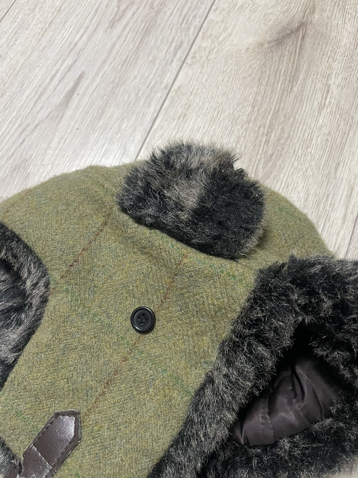 Japanese Brand Y2K Faux Fur Ushanka Tweed Vintage Fuzzy Warm Trapper Hat Size ONE SIZE - 10 Thumbnail