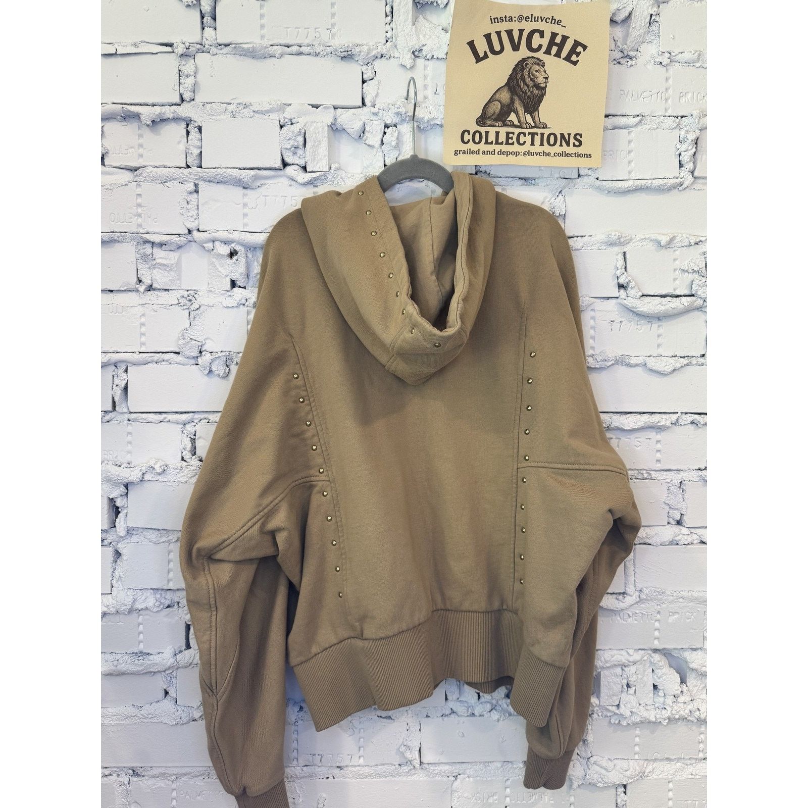 Scotch & Soda Scotch & Soda Hoodie Womens Small Tan Studded Pullover Size S / US 4 / IT 40 - 2 Thumbnail