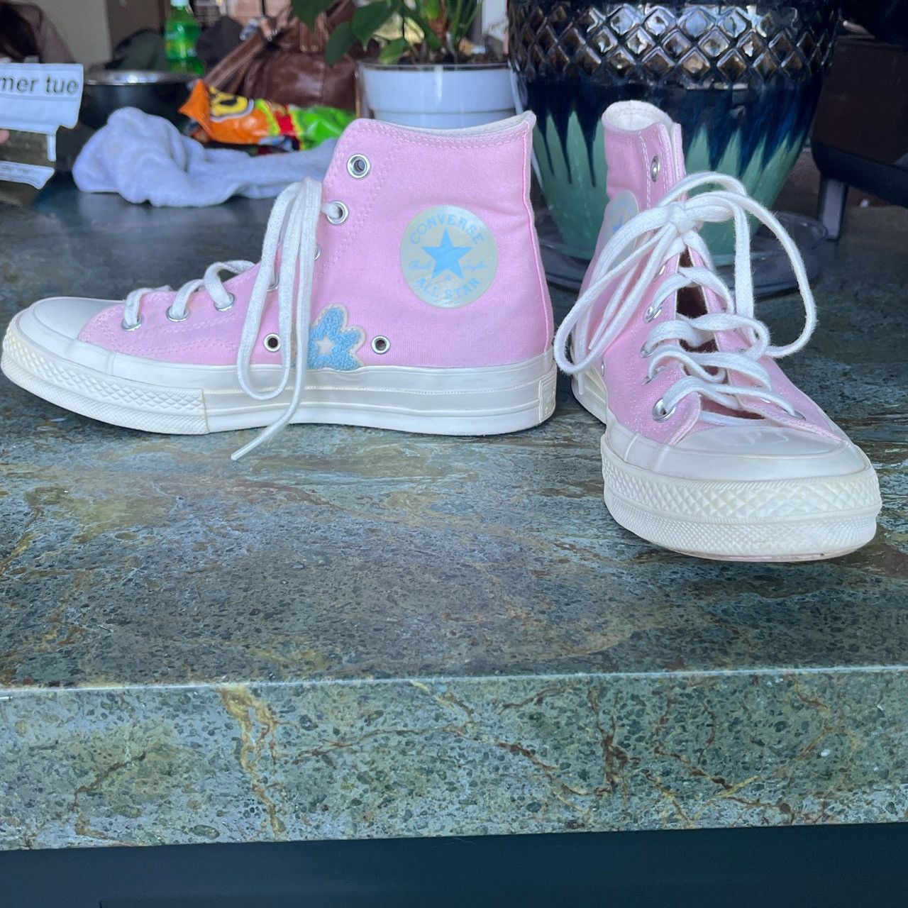 Converse Golf Wang Golf le Fleur Pink and Blue Flower Golf Le Fleur x Converse Hightop Grailed